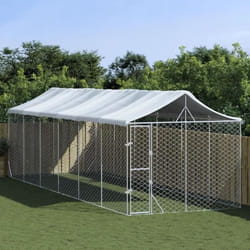 vidaXL Chenil d'extérieur pour chiens avec toit argenté 3x9x2,5 m