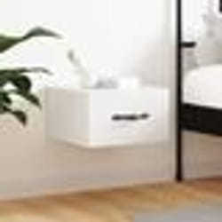 vidaXL Table de chevet murale blanc brillant 35x35x20 cm