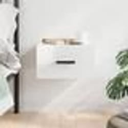 vidaXL Table de chevet murale blanc brillant 35x35x20 cm
