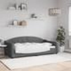 vidaXL Lit de repos sans matelas gris foncé 90x190 cm tissu - 90 x 190 cm