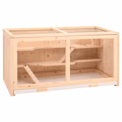 vidaXL Cage à hamster 89,5x45x45 cm bois massif de sapin