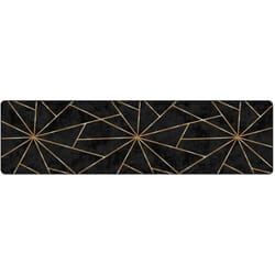 vidaXL Tapis lavable noir et doré 80x300 cm antidérapant