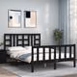vidaXL Cadre de lit sans matelas noir 140x190 cm bois de pin massif - 140 x 190 cm