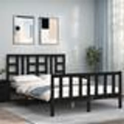 vidaXL Cadre de lit sans matelas noir 140x190 cm bois de pin massif - 140 x 190 cm