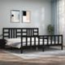 vidaXL Cadre de lit sans matelas noir 200x200 cm bois massif de pin - 200 x 200 cm