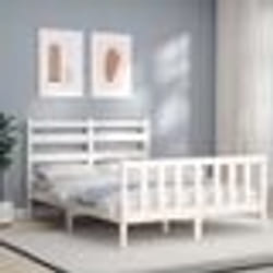 vidaXL Cadre de lit sans matelas blanc bois de pin massif - 120 x 190 cm