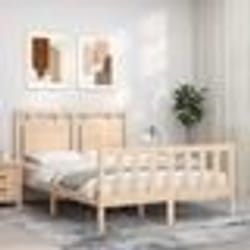 vidaXL Cadre de lit avec tête de lit 140x190 cm bois massif lit mobilier de chambre à coucher lit en bois lit double 3192146