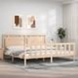 vidaXL Cadre de lit avec tête de lit 200x200 cm bois massif lit mobilier de chambre à coucher lit en bois lit double 3192186