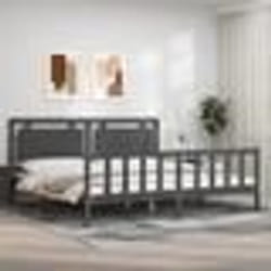 vidaXL Cadre de lit sans matelas gris 200x200 cm bois massif de pin - 200 x 200 cm