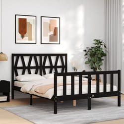 Vidaxl - Cadre de lit sans matelas noir 140x190 cm bois de pin massif