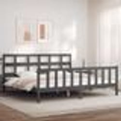 vidaXL Cadre de lit sans matelas gris 200x200 cm bois massif de pin - 200 x 200 cm