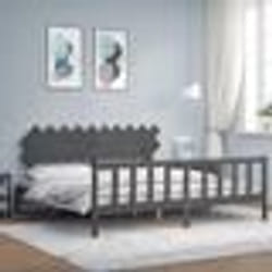 vidaXL Cadre de lit sans matelas gris 200x200 cm bois massif de pin - 200 x 200 cm