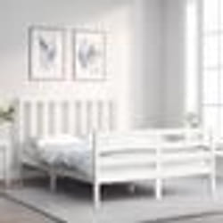 vidaXL Cadre de lit sans matelas blanc 140x200 cm bois de pin massif - 140 x 200 cm