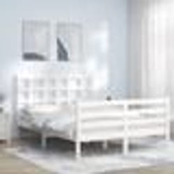 vidaXL Cadre de lit sans matelas blanc 140x190 cm bois massif - 140 x 190 cm