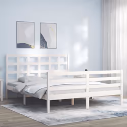 vidaXL Cadre de lit sans matelas blanc 160x200 cm bois massif - 160 x 200 cm
