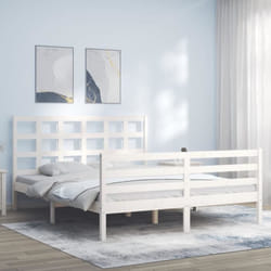 vidaXL Cadre de lit sans matelas blanc 160x200 cm bois massif - 160 x 200 cm