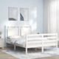 vidaXL Cadre de lit sans matelas blanc 140x190 cm bois massif - 140 x 190 cm