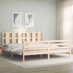 vidaXL Cadre de lit avec tête de lit 200x200 cm bois massif 3194136