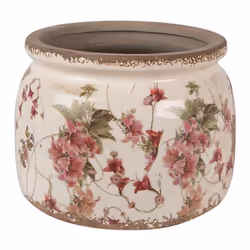 Pot de fleurs - CLAYRE & EEF - Modèle Champêtre - Ø 20x15 cm - Céramique - Beige et Rose