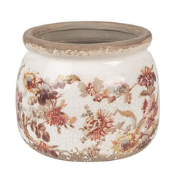 Pot de fleurs - CLAYRE & EEF - Modèle Champêtre - Ø 12x10 cm - Céramique - Beige/Rose