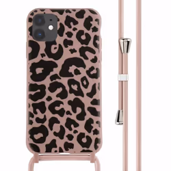 Coque design en silicone avec cordon iPhone 11 Animal Pink imoshion
