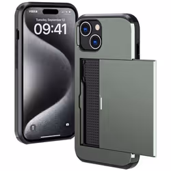 Coque arrière avec porte-cartes iPhone 15 Vert foncé imoshion