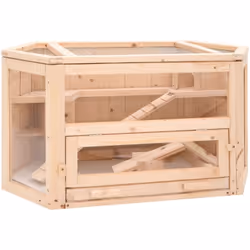 Cette cage à hamster en bois avec de multiples accessoires offre un endroit parfait pour que les petits animaux de compagnie ...