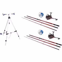 Ensemble de canne à pêche à la plage Pro 2 tiges - X2 - Carbone - Surfcasting