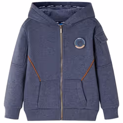Sweat-shirt à capuche fermeture éclair enfants bleu foncé mélangé 92/104/116/128/140