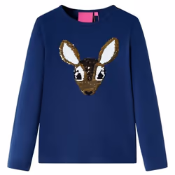 T-shirt enfants à manches longues bleu marine 128 - 122-128 cm