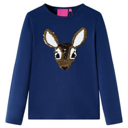 T-shirt enfants à manches longues bleu marine 128 - 122-128 cm