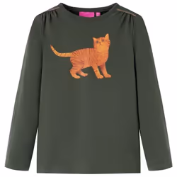 T-shirt enfants à manches longues kaki 128 - 122-128 cm