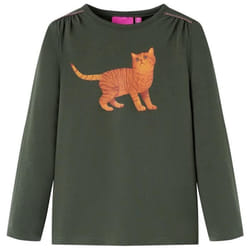 T-shirt enfants à manches longues kaki 128 - 122-128 cm