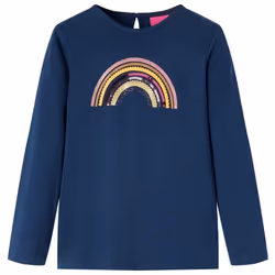 T-shirt enfants à manches longues bleu marine 128 - 122-128 cm