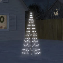 vidaXL Sapin de Noël à LED sur mât de drapeau 200 LED blanc 180 cm