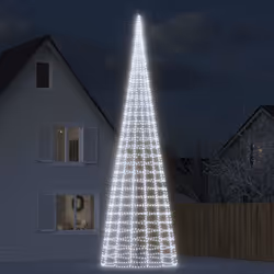 vidaXL Sapin de Noël à LED sur mât de drapeau 3000 LED blanc 800 cm