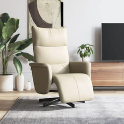 vidaXL Fauteuil inclinable avec repose-pieds crème similicuir