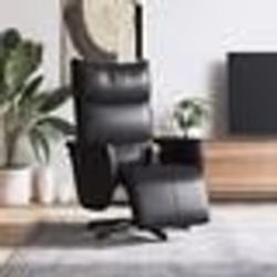 vidaXL Fauteuil inclinable de massage repose-pieds noir similicuir
