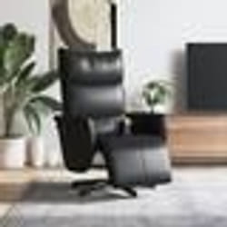 vidaXL Fauteuil inclinable de massage repose-pieds noir similicuir