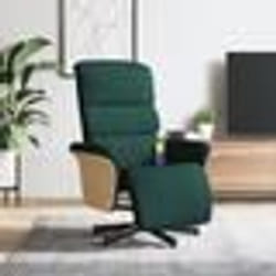 vidaXL Fauteuil inclinable de massage et repose-pieds vert foncé tissu
