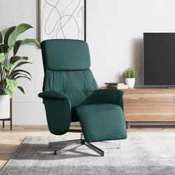 vidaXL Fauteuil inclinable avec repose-pieds vert foncé tissu