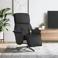 vidaXL Fauteuil Inclinable de Massage Noir Tissu
