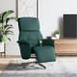 vidaXL Fauteuil inclinable de massage et repose-pieds vert foncé tissu
