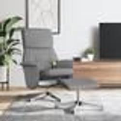 vidaXL Fauteuil inclinable de massage et repose-pied gris clair tissu