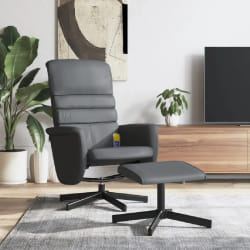VidaXL Fauteuil de massage avec repose-pied Gris Similicuir