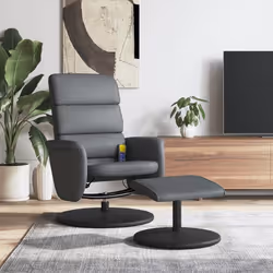 vidaXL Fauteuil inclinable de massage avec repose-pied gris similicuir