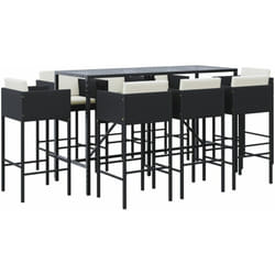 Vidaxl - Ensemble de bar de jardin 9 pcs avec coussins noir poly rotin
