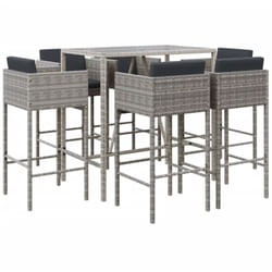 Vidaxl - Ensemble de bar de jardin 7 pcs avec coussins gris poly rotin