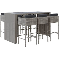Vidaxl - Ensemble de bar de jardin 7 pcs avec coussins gris poly rotin