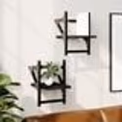 vidaXL Étagères murales avec barres 2 pcs noir 20x25x30 cm